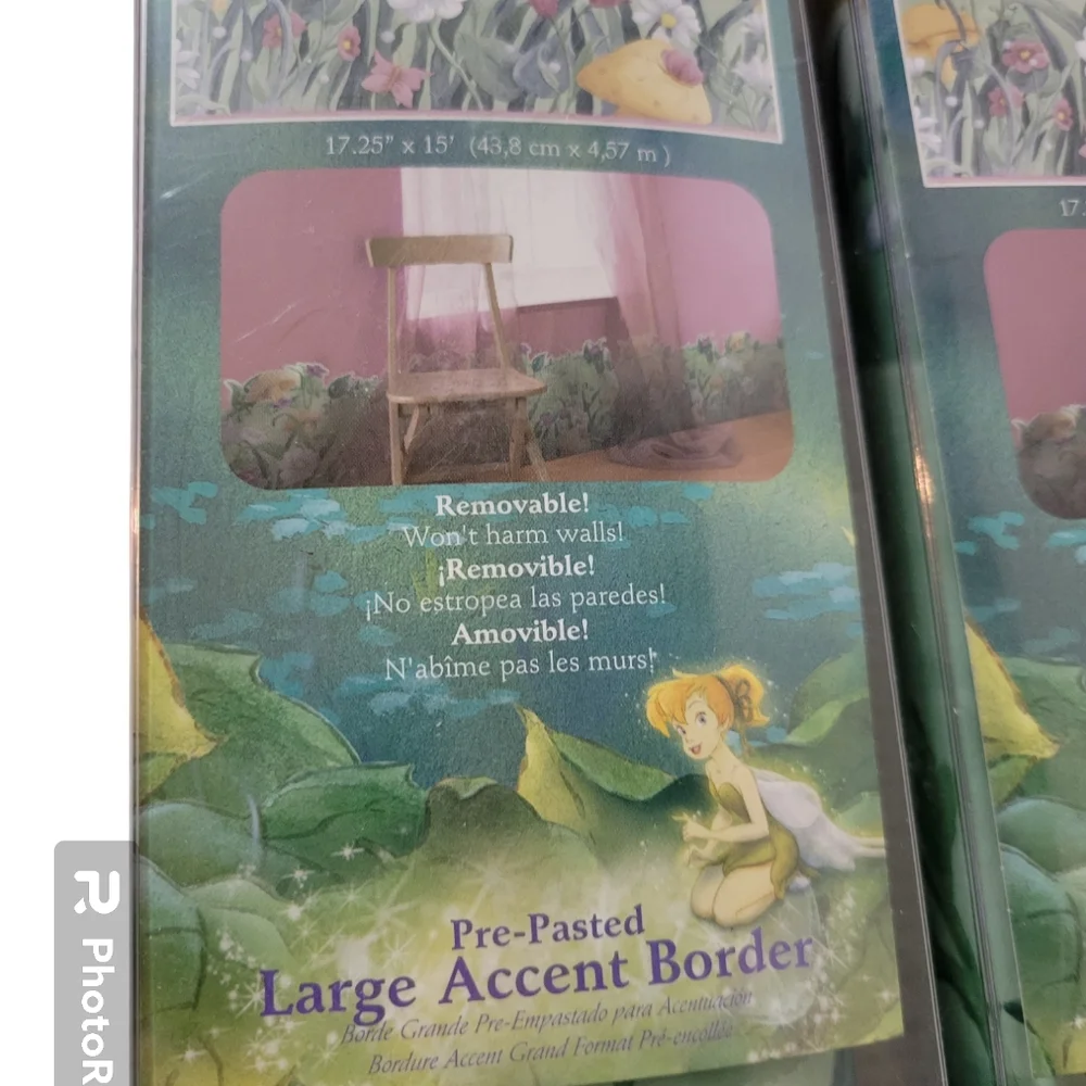 Disney Fairies Pre Pasted Large Borders Flowers Mushrooms Pastel